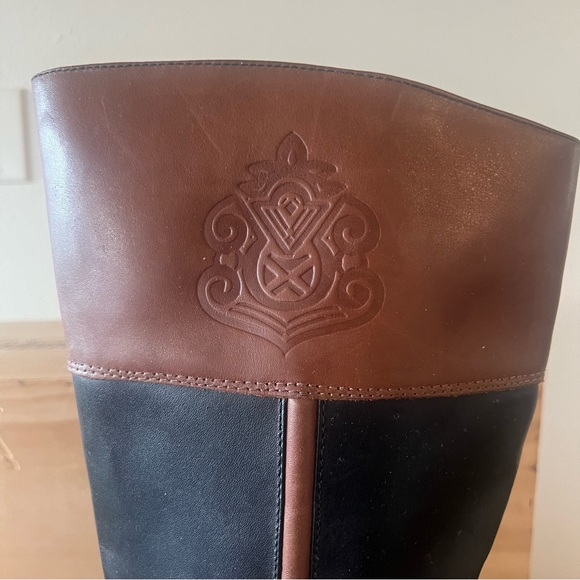 Franco Sarto Canyon Riding Boots in Black and Acorn Leather size 10 Wide Calf - Picture 12 of 16